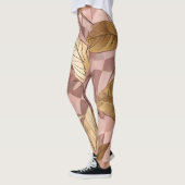 Trendy Blush Pink Gold Boho Leaves Collectie Leggings (Links)