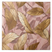 Trendy Blush Pink Gold Boho Leaves Collectie Tegeltje (Voorkant)