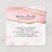 Trendy Blush Pink Gold Glitter Agate Monogram Vierkante Visitekaartje (Achterkant)