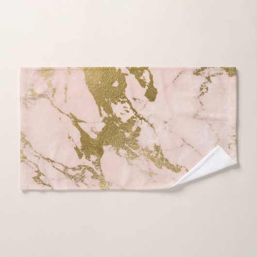 Trendy Blush Pink Gold Marble Bad Handdoek (Handdoek)
