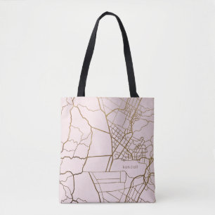 Trendy Blush Pink met gouden kaart en naam Tote Bag