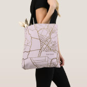 Trendy Blush Pink met gouden kaart en naam Tote Bag (Dichtbij)