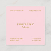 Trendy Blush Pink Modern Sjabloon Professional Vierkante Visitekaartje (Achterkant)