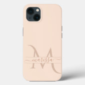 Trendy Blush Pink Monogram Script Name Girly Case-Mate iPhone Case (Achterkant)