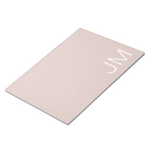Trendy Blush Pink Oversize Monogrammen Initialen Notitieblok