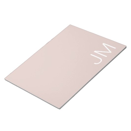 Trendy Blush Pink Oversize Monogrammen Initialen Notitieblok (Schuin)
