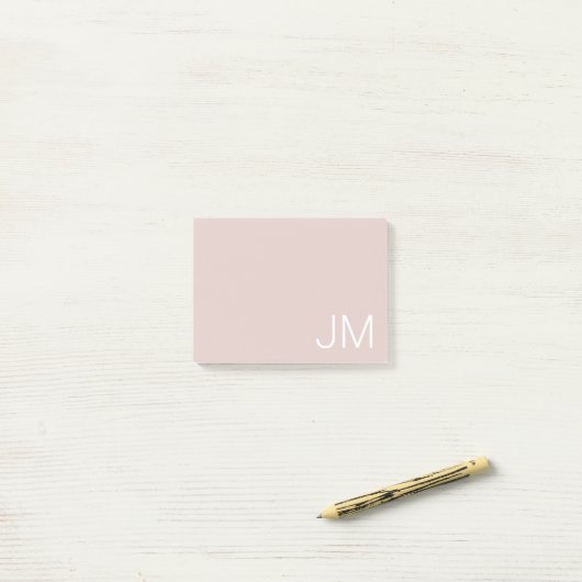 Trendy Blush Pink Oversize Monogrammen Initialen Post-it® Notes (Op bureau)