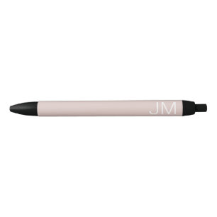Trendy Blush Pink Oversize Monogrammen Initialen Zwarte Inkt Pen
