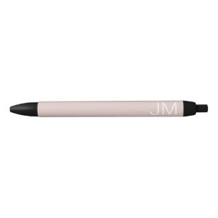 Trendy Blush Pink Oversize Monogrammen Initialen Zwarte Inkt Pen