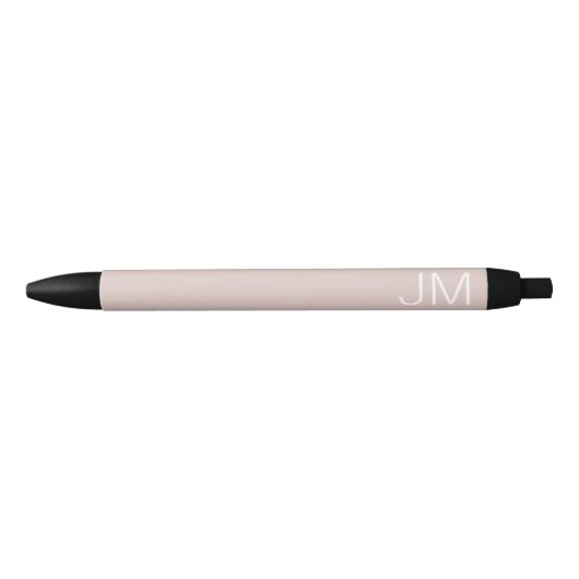 Trendy Blush Pink Oversize Monogrammen Initialen Zwarte Inkt Pen (Voorkant)