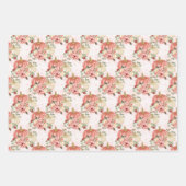 Trendy Blush Pink Peach Cream Bloemenpompoen Inpakpapier Vel (Voorkant)