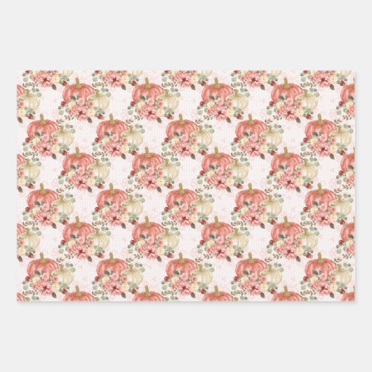 Trendy Blush Pink Peach Cream Bloemenpompoen Inpakpapier Vel (Voorkant)