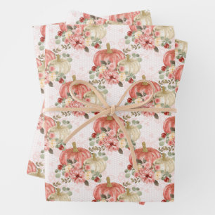 Trendy Blush Pink Peach Cream Kleine Pompoen Inpakpapier Vel
