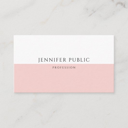 Trendy Blush Pink Professional Modern Sjabloon Visitekaartje (Voorkant)