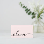 Trendy Blush Pink Script Calligraphy Visitekaartje (Staand voorkant)
