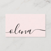 Trendy Blush Pink Script Calligraphy Visitekaartje (Voorkant)