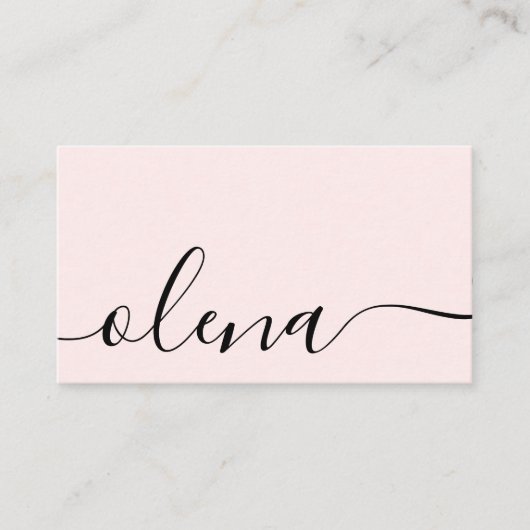 Trendy Blush Pink Script Calligraphy Visitekaartje (Voorkant)