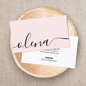 Trendy Blush Pink Script Calligraphy Visitekaartje