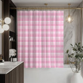 Trendy Blush Pink Shower Curtain Cozy Plaid Vibes Douchegordijn