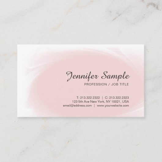 Trendy Blush Pink Sophisticated Luxury Plain Visitekaartje (Voorkant)