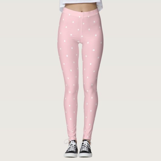 Trendy Blush Pink White Circles Stippen Chic Sjabl Leggings (Voorkant)