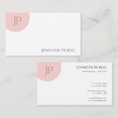 Trendy Blush Pink White Elegant Modern Monogram Visitekaartje (Voorkant / Achterkant)