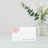 Trendy Blush Pink White Elegant Modern Monogram Visitekaartje (Staand voorkant)