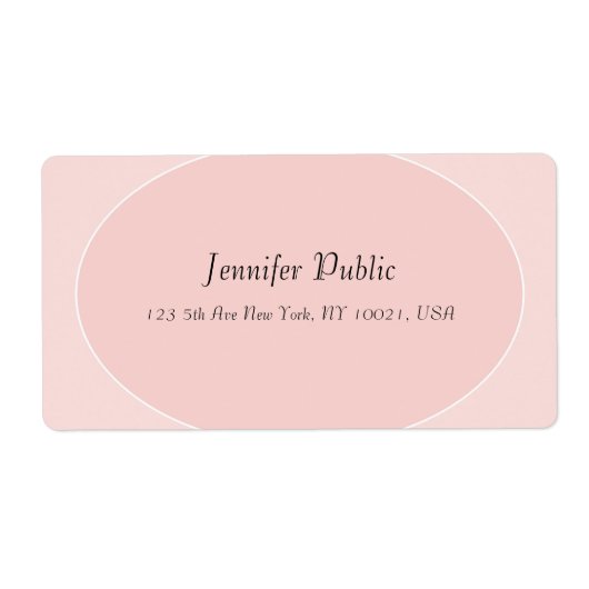 Trendy Blush Pink White Elegant Moderne Script Etiket (Voorkant)