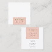 Trendy Blush Pink White Modern minimalist Vierkante Visitekaartje (Voorkant / Achterkant)