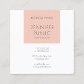 Trendy Blush Pink White Modern minimalist Vierkante Visitekaartje (Achterkant)