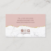 Trendy Blush Roos Gold & Marble Beauty Salon Visitekaartje (Achterkant)