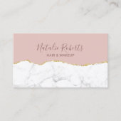 Trendy Blush Roos Gold & Marble Beauty Salon Visitekaartje (Voorkant)