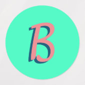 Trendy Blush Roze 3D Tekst Initiaal | Neon Blauwgr Labels (Design 2)