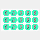 Trendy Blush Roze 3D Tekst Initiaal | Neon Blauwgr Labels (Vel)