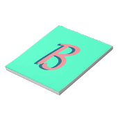 Trendy Blush Roze 3D Tekst Initiaal | Neon Blauwgr Notitieblok (Linkerzijde)