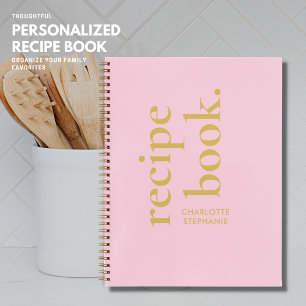 Trendy Blush Roze Blank Cook Book met naam Notitieboek