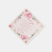 Trendy Blush Roze Bloemen Huwelijk Bedankt Bericht Servet (Hoek)