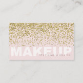 Trendy Blush Roze en Gouden Glitter Make-up Visitekaartje (Voorkant)