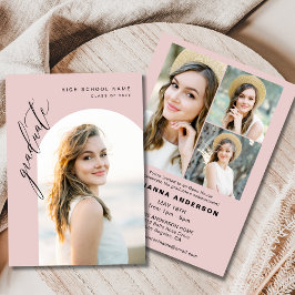 Trendy Blush Roze Foto Afstudeerfeest Kaart