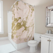 Trendy Blush Roze Goud Marmer Douchegordijn (In situ)