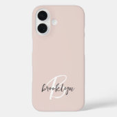 Trendy Blush Roze Grijs Script Monogram Case-Mate iPhone Case (Achterkant)