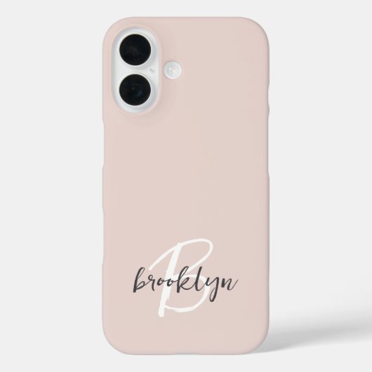 Trendy Blush Roze Grijs Script Monogram Case-Mate iPhone Case (Achterkant)