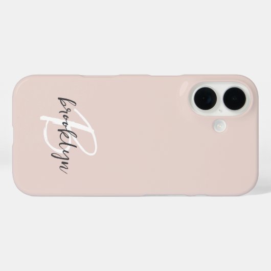 Trendy Blush Roze Grijs Script Monogram Case-Mate iPhone Case (Achterkant (horizontaal))