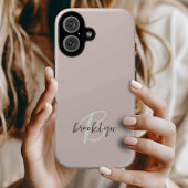 Trendy Blush Roze Grijs Script Monogram Case-Mate iPhone Case