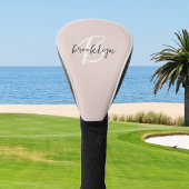 Trendy Blush Roze Grijs Script Monogram Golfheadcover