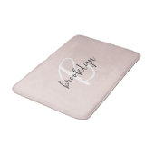 Trendy Blush Roze Grijs Script Monogram Naam Badmat (Gekanteld)