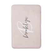 Trendy Blush Roze Grijs Script Monogram Naam Badmat (Voorkant Verticaal)