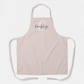 Trendy Blush Roze Grijs Script Monogram Naam Schort (Voorkant)