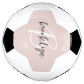 Trendy Blush Roze Grijs Script Monogram Naam Voetbal (Gedraaid)