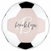 Trendy Blush Roze Grijs Script Monogram Naam Voetbal (Voorkant)